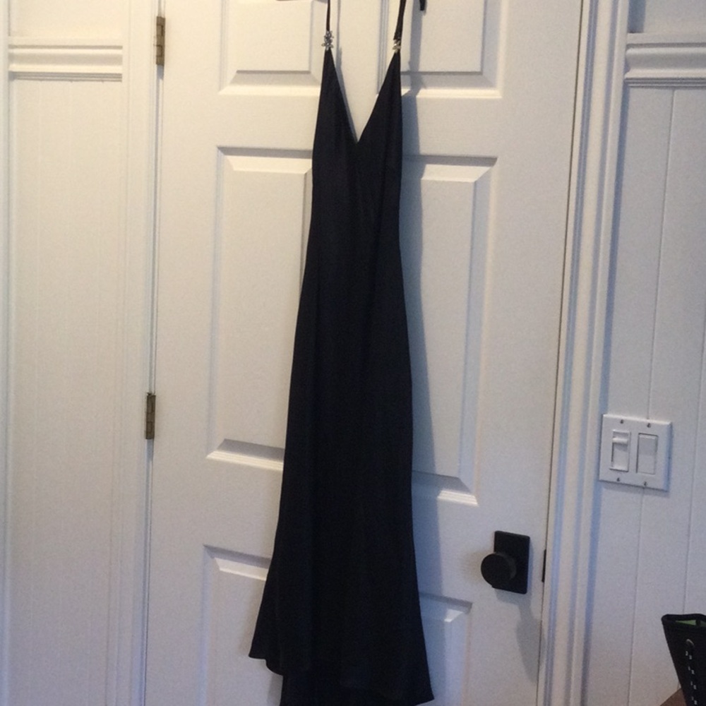 Laundry by Shelli Segal Halter dress with low back, rhinestone detail on straps